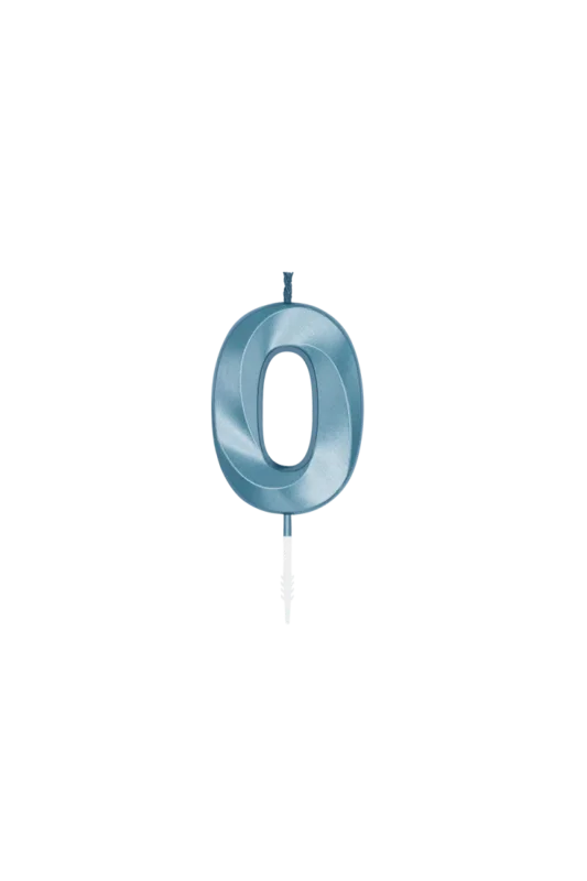 0 Jaar Kaars Blauw Metallic 6cm van WeFiesta koop je bij Partywinkel