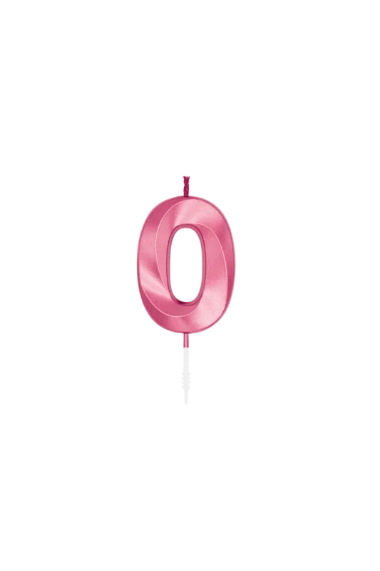 0 Jaar Kaars Roze Metallic 6cm van Partywinkel koop je bij Partywinkel