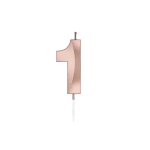 1 Jaar Kaars Rose Goud Metallic 6cm van WeFiesta koop je bij Partywinkel