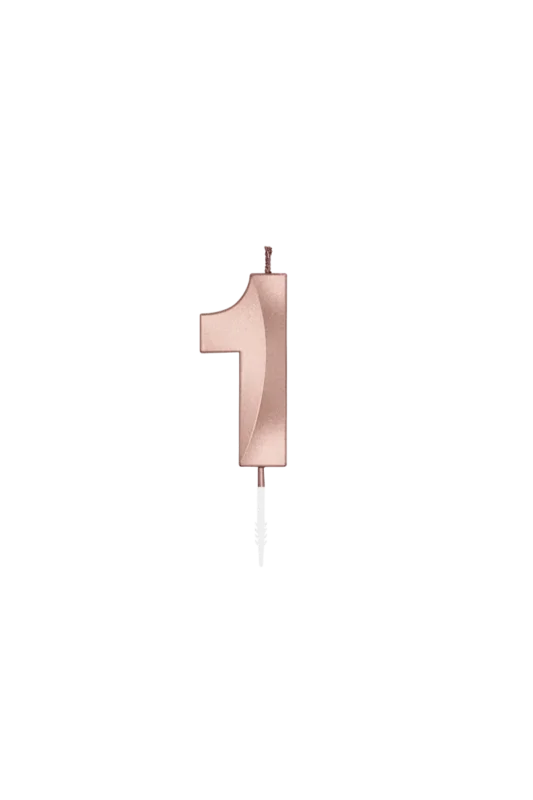 1 Jaar Kaars Rose Goud Metallic 6cm van WeFiesta koop je bij Partywinkel