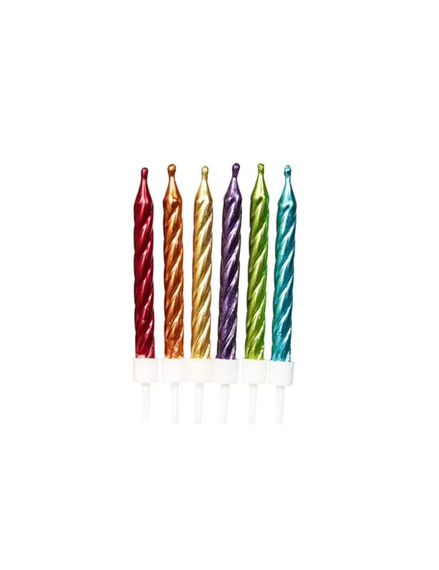 Bougies d'anniversaire pour gâteau métallisées multicolores