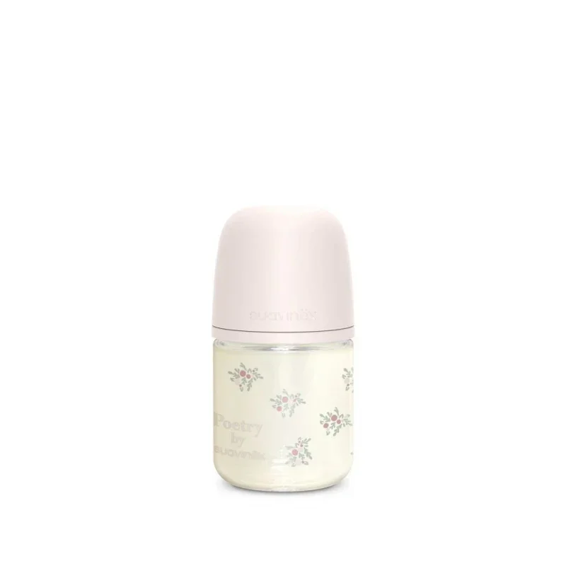 Suavinex Poetry Glas-Babyflasche 120 ml, Rosa
