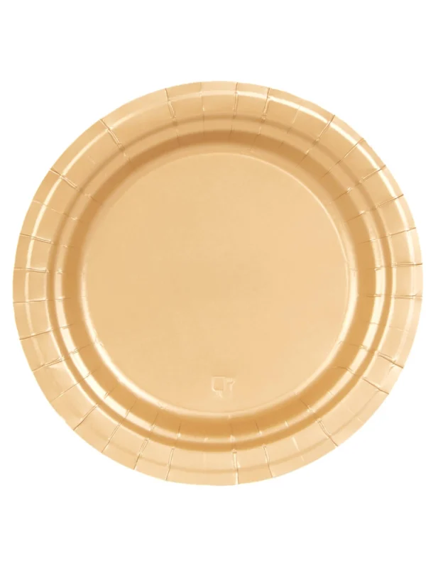 Assiettes en carton doré mat pour fête rondes