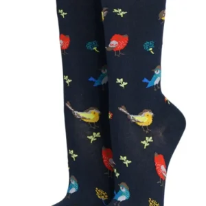 CRÖNERT Damensocken mit Rollrand Singvögel 18248