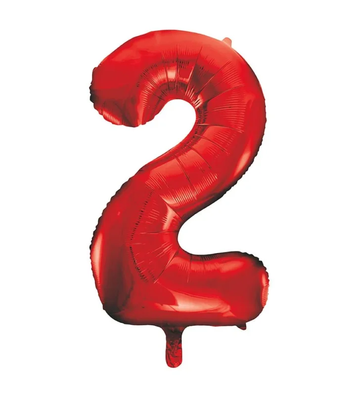 2 Jaar Cijfer Ballon Rood Leeg 86cm van Unique koop je bij Partywinkel