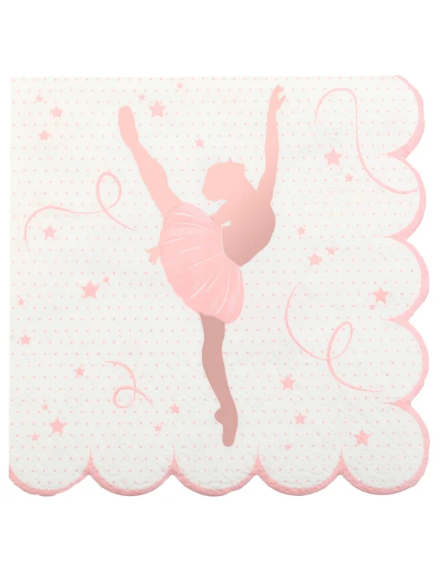 Serviettes en papier ballerine rose gold festonnées
