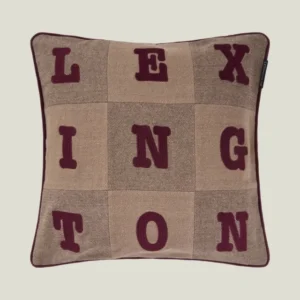 LEXINGTON Kissenbezug aus Bio-Baumwolle mit Tweed-Struktur und Letter-Patch, beige/brown/fig