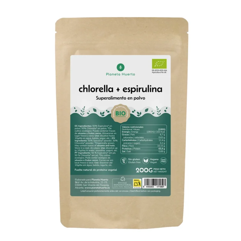 Chlorella + Spirulina en polvo Planeta Huerto 200 g