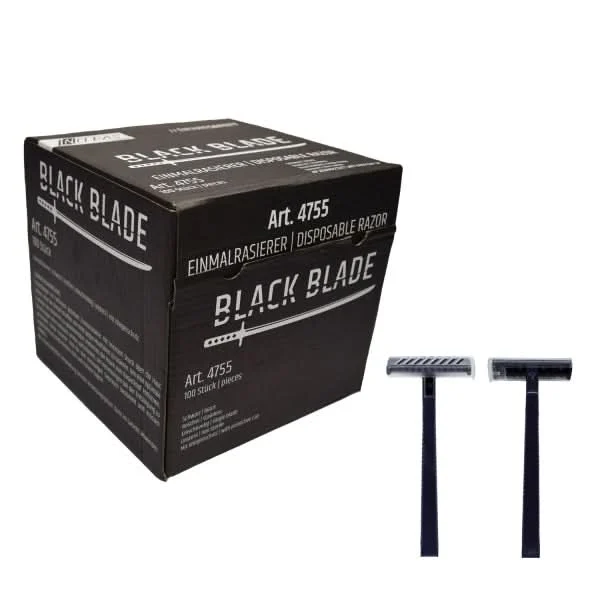 BLACK BLADE schwarz, einschneidig, Metallklinge Einwegrasierer Einmalrasierer - AS Tattoo Supply