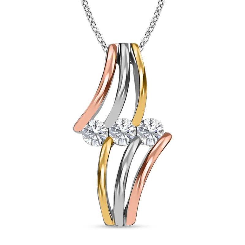 EVER TRUE Moissanit Anhänger mit Kette, ca. 50 cm Nickelfreies Messing, Dreifarbig, ca. 0.69 ct