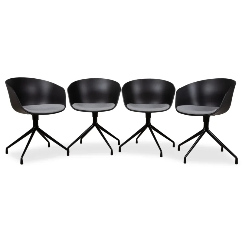 4er Garnitur Hay AAC20 Kunststoff Stuhl Grau Schwarz manuelle Funktion