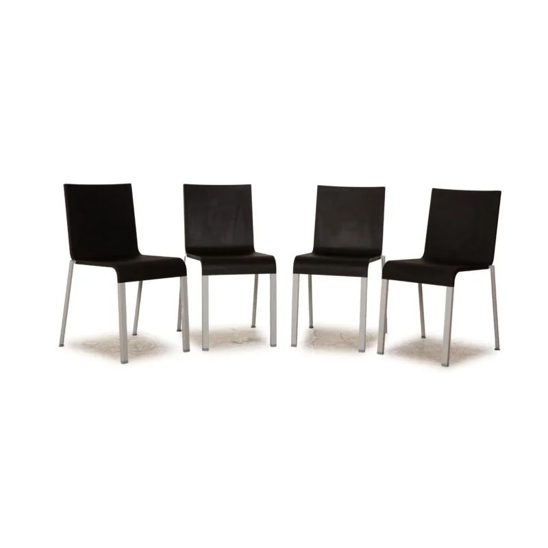 4er Garnitur Vitra .03 Kunststoff Stuhl Schwarz Aluminium Esszimmer