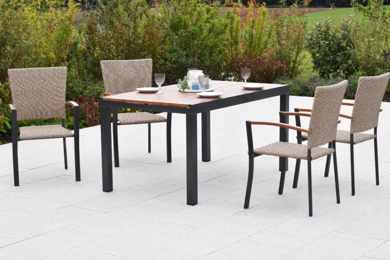 Teramo Set 5tlg. Alu/KS-geflecht/Polyrattan