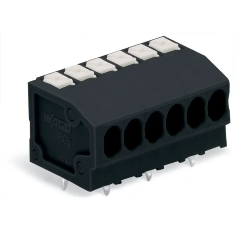 WAGO - Leiterplattenklemme THR-Leiterplattenklemme 805-108/200-604 Drücker,1,5mm²,sw − 40 Stück