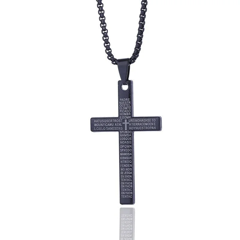 Graviertes Vaterunser Kreuz Halskette Karnz
