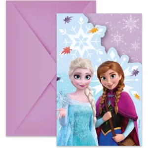 Invitations et enveloppes La reine des neiges Frozen Idyllic Wonder violettes avec Elsa et Anna