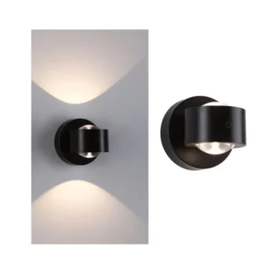 LED Akkuwandleuchte Zorik IP44 dimmbar 2700K 100mm 2x1,1W Schwarz