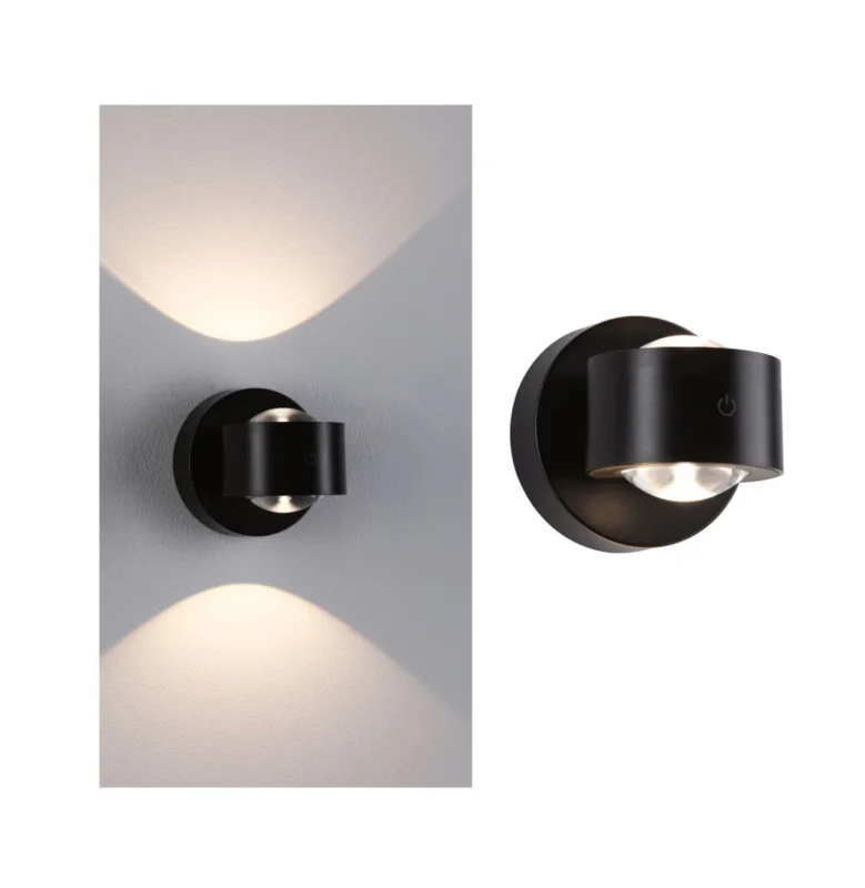 LED Akkuwandleuchte Zorik IP44 dimmbar 2700K 100mm 2x1,1W Schwarz