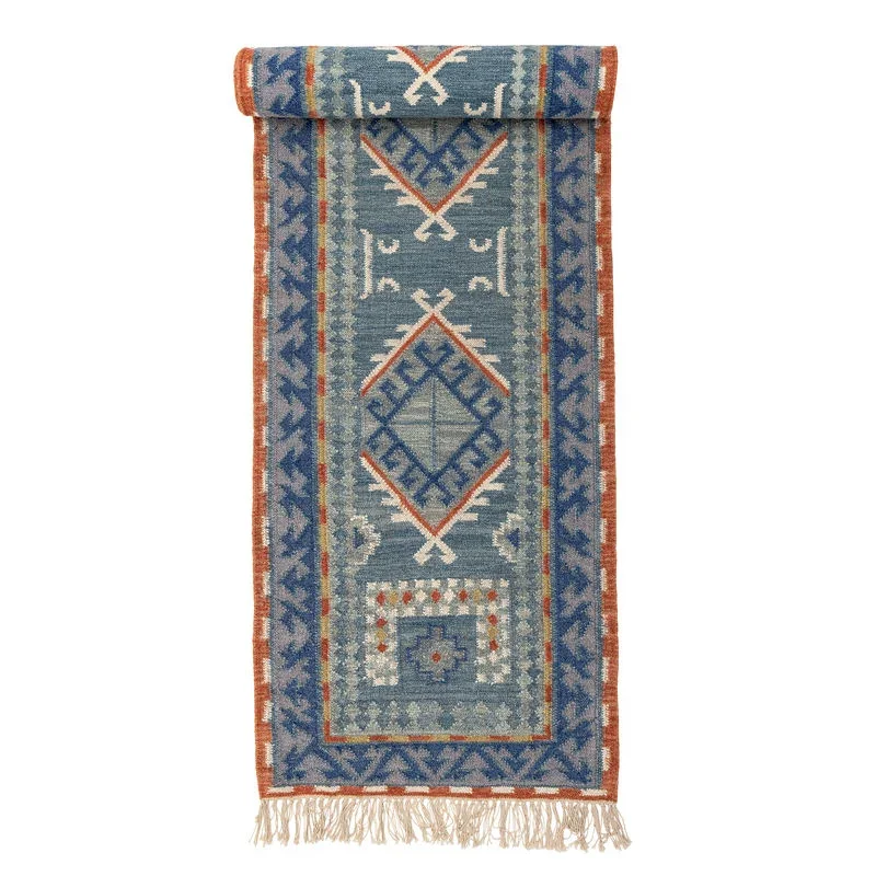 Bloomingville Arsam Teppich, Blau, Wolle