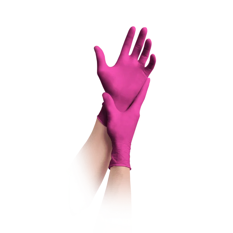 MaiMed-solution100 Latexfreie-Handschuhe, magenta, unsteril, puderfrei