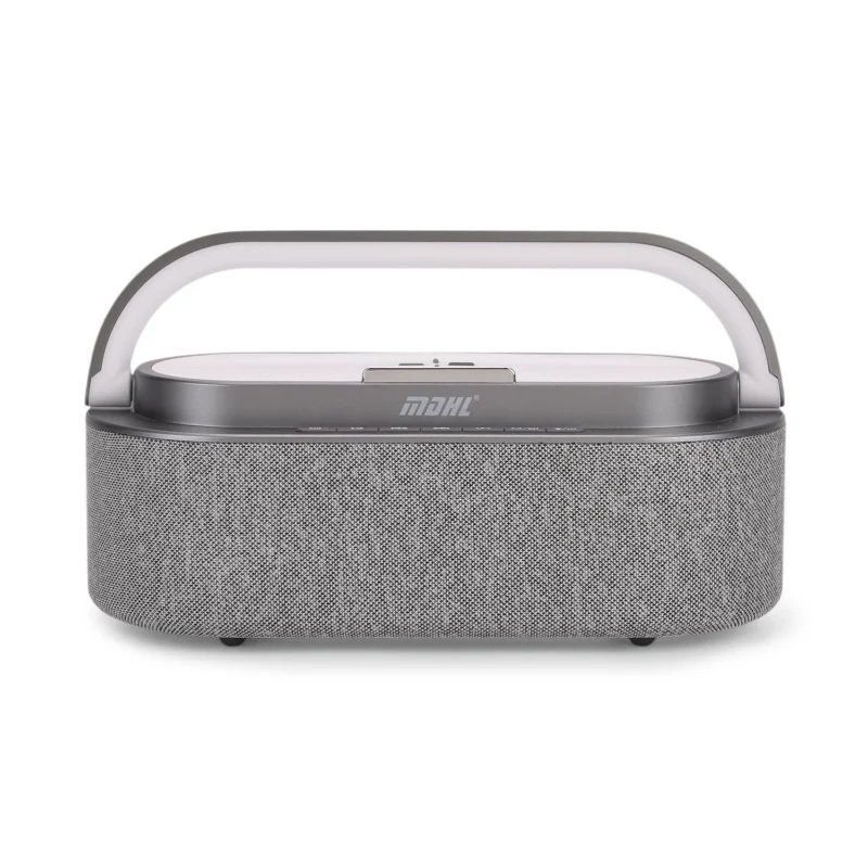 Tragbarer Bluetooth-Lautsprecher und Aufladegerät mit Regenbogen LED Licht, 15W, 235x93x113 mm, Grau