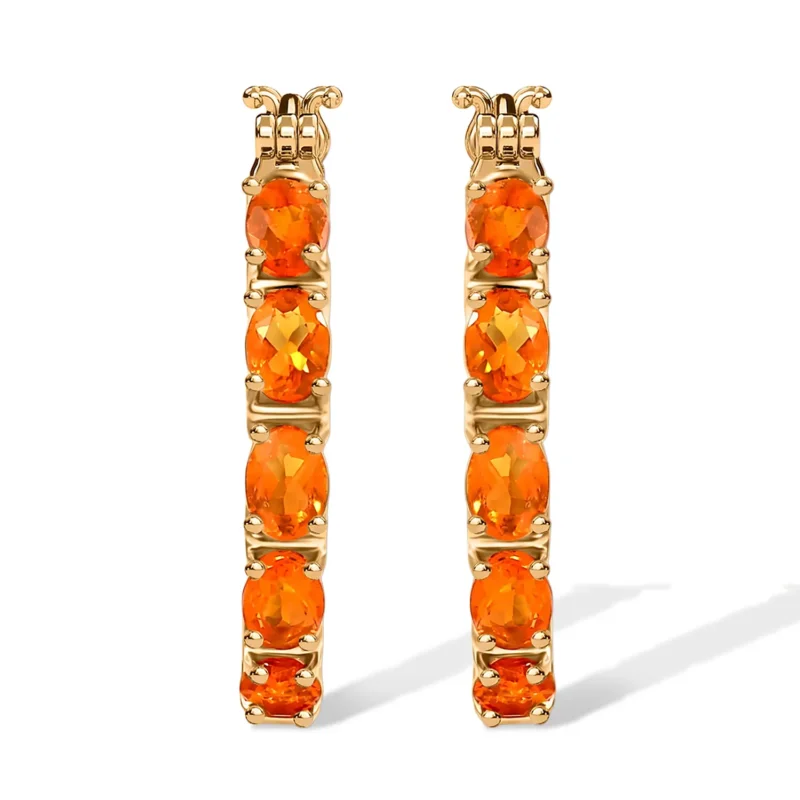D'Joy AA Feueropal Ohrringe 925 Silber 750 Gelbgold Vermeil ca. 1.11 ct