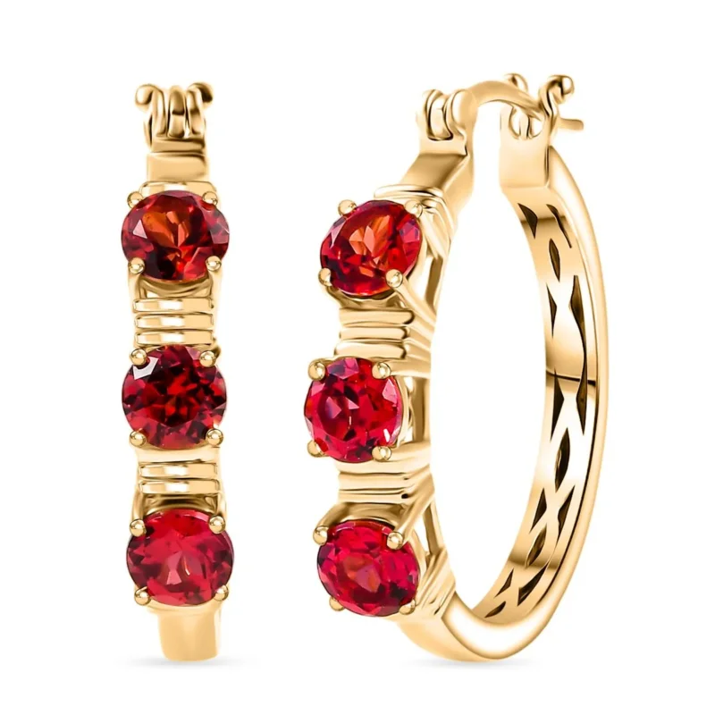D'joy Lab Grown Padparadscha-Saphir Ohrringe 925 Silber 750 Gelbgold Vermeil ca. 4.48 ct