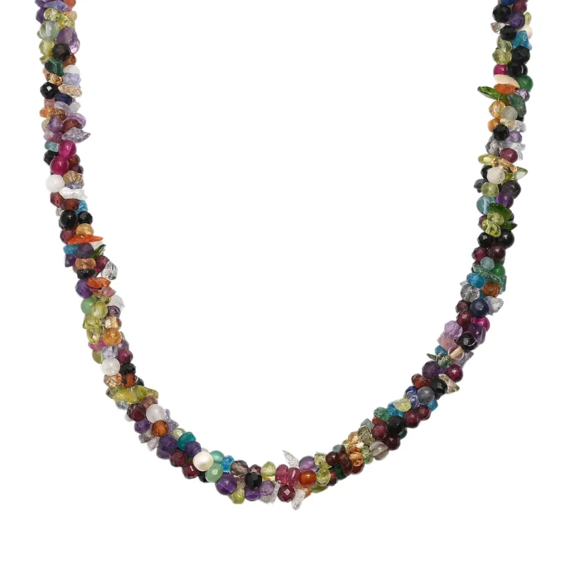 EVER TRUE Mehrfarbig Edelsteine Halskette ca. 50 cm + 5 cm Extender, 316L Edelstahl ca. 110,00 ct.