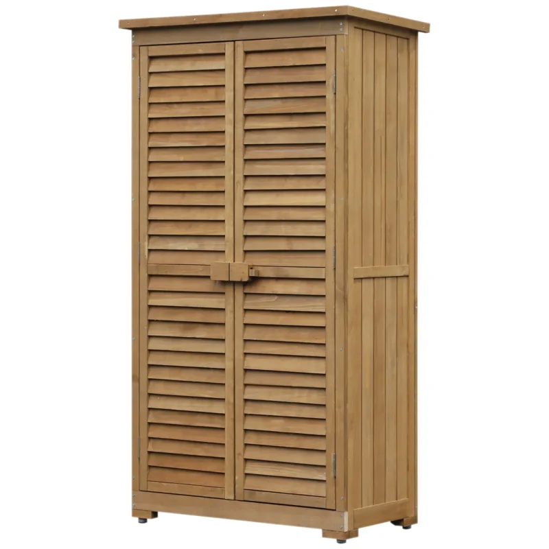 easycomfort armadio porta attrezzi da giardino impermeabile 3 ripiani in legno 87x46.5x160cm
