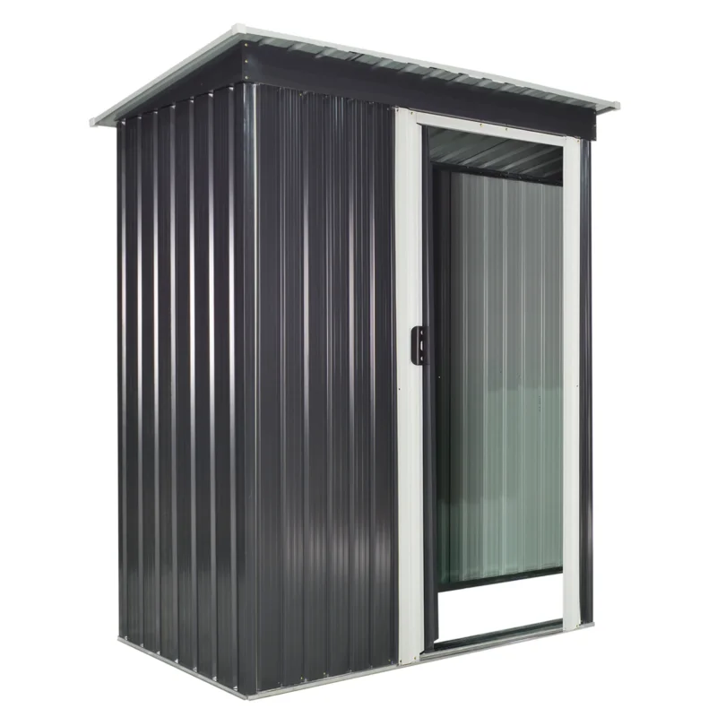 easycomfort easycomfort casetta porta attrezzi 1 porta scorrevole tetto inclinato acciaio nero