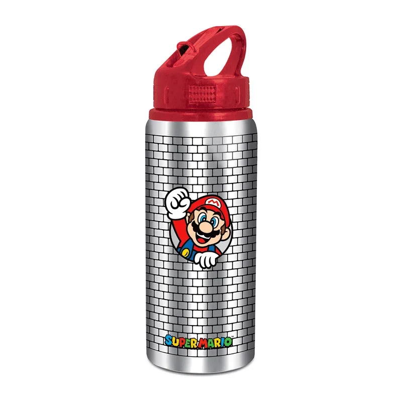 Wasserflasche mit Strohhalm Mario Bross Grey