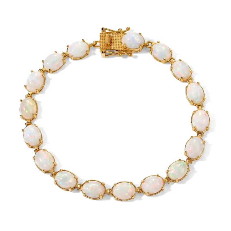 D'Joy AA Natürlicher, äthiopischer Welo Opal Armband ca. 19 cm 925 Silber 750 Gelbgold vermeil ca. 15,27 ct.