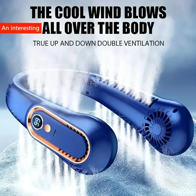 1pc Tragbarer USB-Kühler Ventilator mit 5 Geschwindigkeiten und digitaler Anzeige - Superstarke Technologie und bladeless Design für den Außenbereich | Brehn