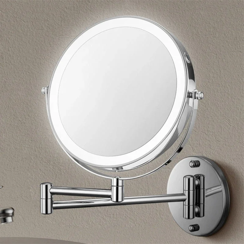 Brehn | Wiederaufladbarer wandmontierter Rasier Spiegel | 360° Drehung. 1X/10X Vergrößerung und verstellbare LED-Beleuchtung zur Nutzung im Badezimmer