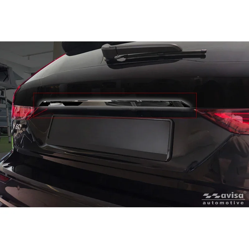 Avisa, Heckklappenleiste, schwarzes Chrom-Edelstahl, passt zu Volvo V60 II (2018-)