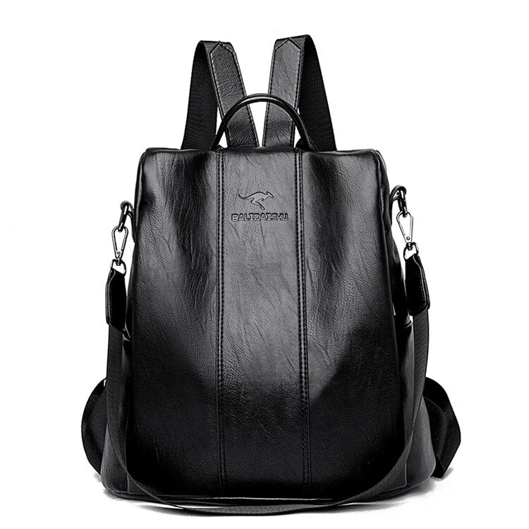 Diebstahlsicherer Lederrucksack für Damen im Vintage-Stil
