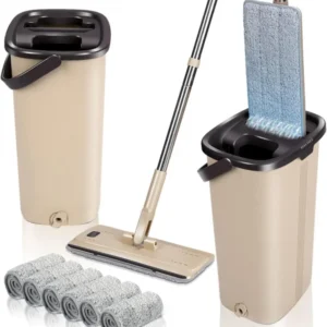 Wischmopp Set mit Eimer und Auswringfunktion, Mikrofaser