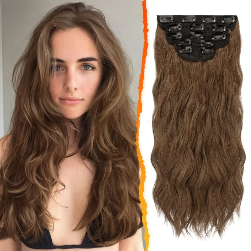 Clip in Extensions 5 PCS Lange Wellige Haarverlängerungen - 45 cm
