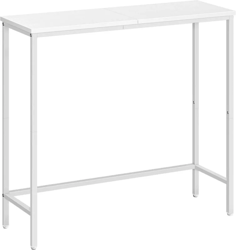 Schmaler Konsolentisch 75 cm Weiß Holz Metall Industriestil
