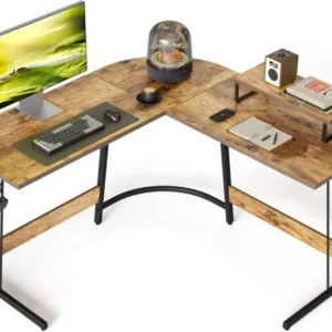 Gaming Eckschreibtisch 120 x 120 cm L Form Monitorständer Vintagebraun