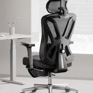 Ergonomischer Bürostuhl mit Lordosenstütze und Fußstütze