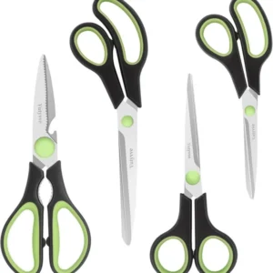 Küchenschere Edelstahl Schwarz Grün 4-teiliges Set multifunktional