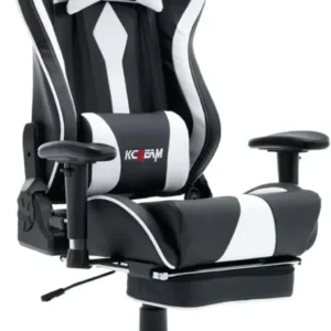 Ergonomischer Gaming Stuhl mit Fußstütze und Lumbalkissen