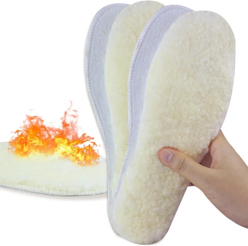 2 Paare Winter Einlagen Schafwolle Warme Schafsfell Sohlen