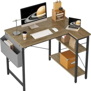 L-förmiger Gaming Schreibtisch mit Ablagefächern 100x70cm Grey