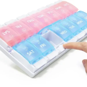 Tablettenbox 7 Tage, Pillendose 14 Fächer, Morgen