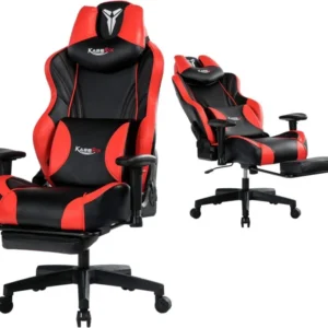 Ergonomischer Gaming-Stuhl mit Fußstütze und Lumbalkissen