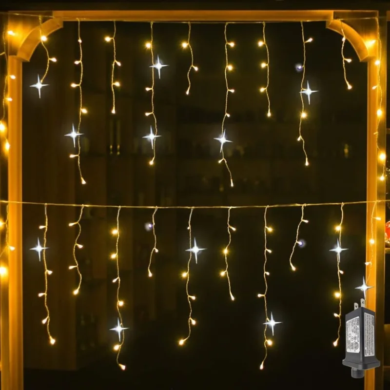 Brehn | GlowCurtain LED Lichtervorhang | Außenbeleuchtung für Feiern | Warmweiß | Perfekte Deko für Feste