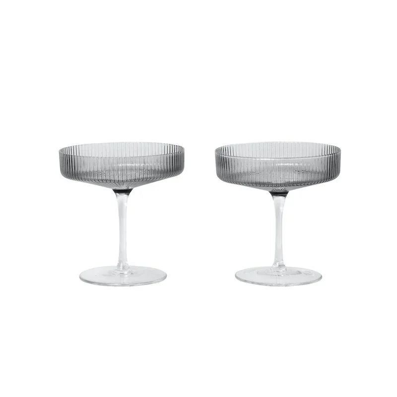 Champagnergläser Ripple grau (2er Set) - ferm LIVING