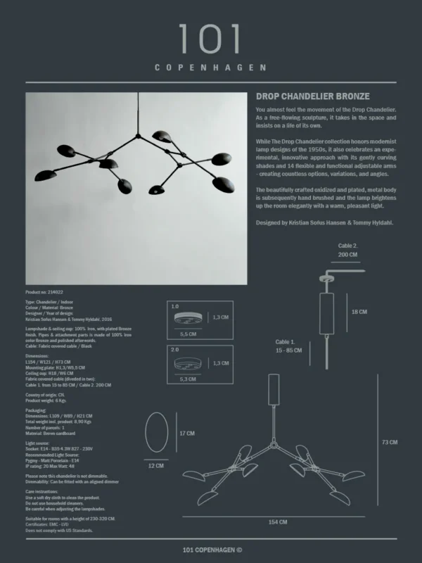 Drop Chandelier, Bronze von 101 Copenhagen – Bild 3